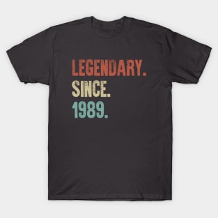 Retro Vintage 30th Birthday Legendary Since 1989 T-Shirt